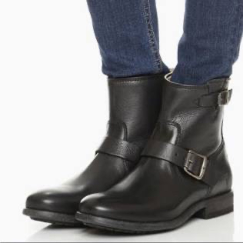 Frye Tyler‎ Engineer Black Leather Ankle Boots Sz 10